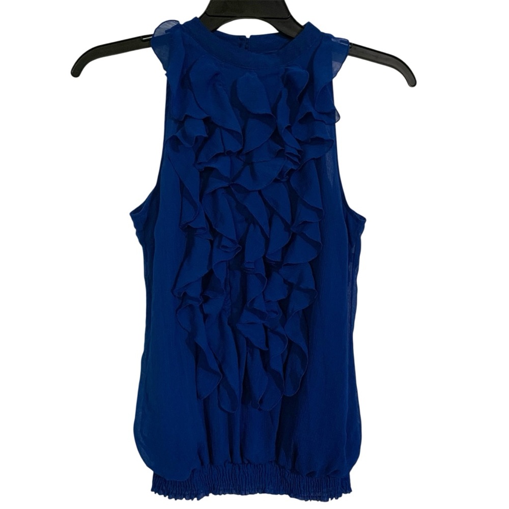 Mossimo blue women’s front ruffle blouse size small